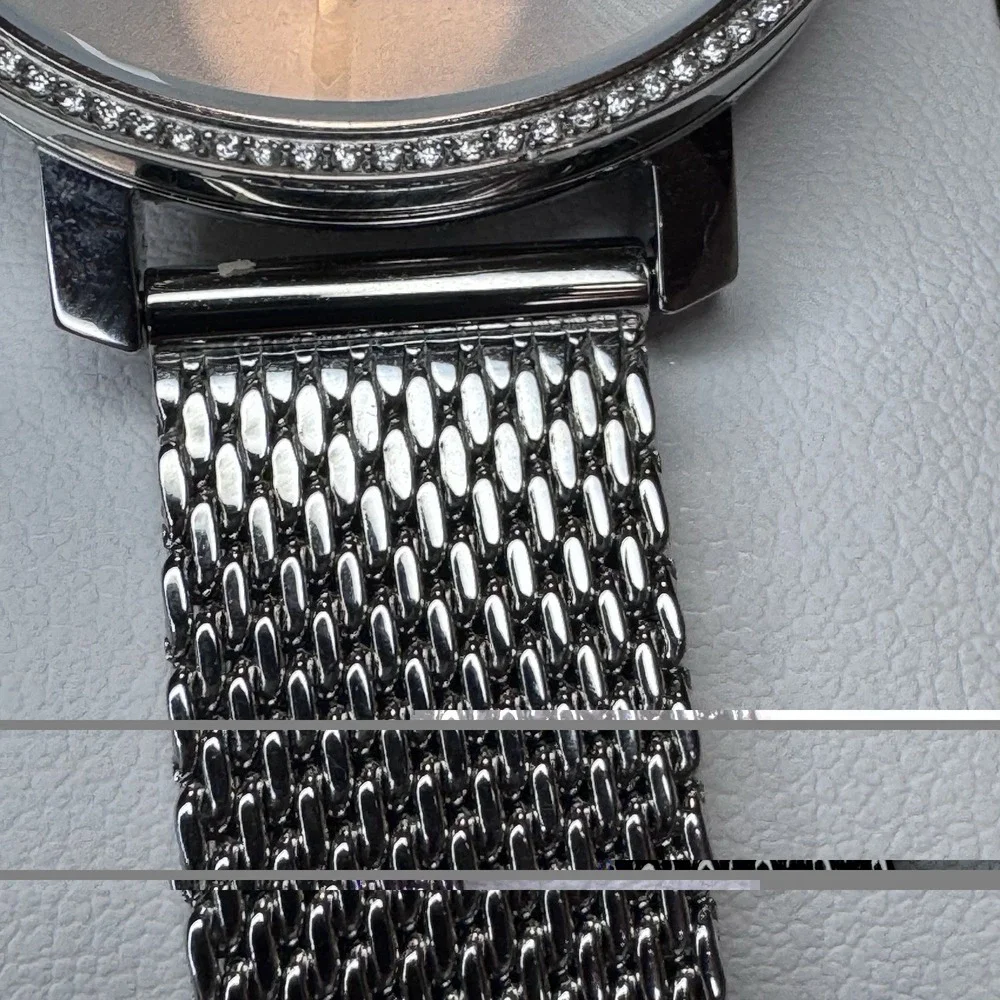 Movado Bold Women's Swiss Quartz Watch Crystal Bezel Silver Mesh Bracelet